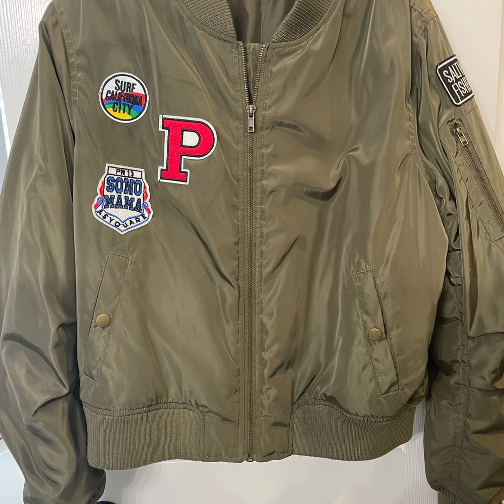 Ci Sono Kids Olive Puffer Jacket with Patches